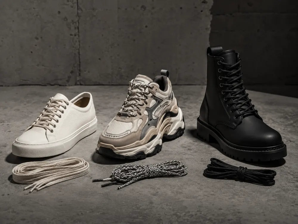 Premium replacement shoelaces curated perfectly for different sneaker types including dad shoes, canvas shoes, and premium boots