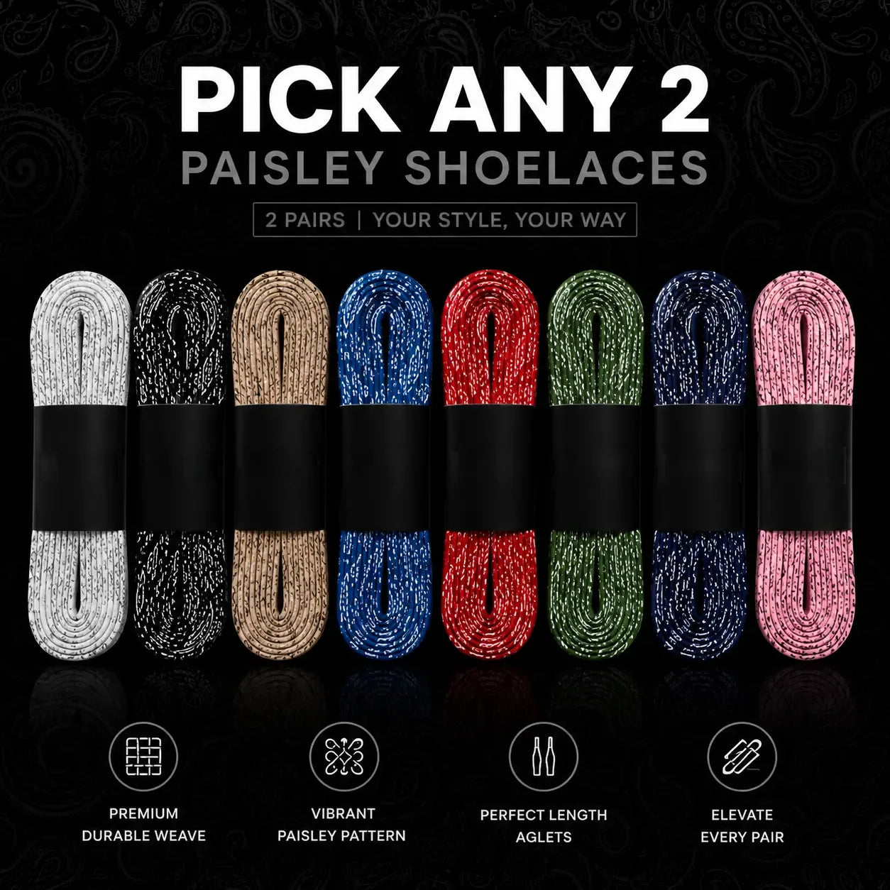 2 Paisley Shoelaces